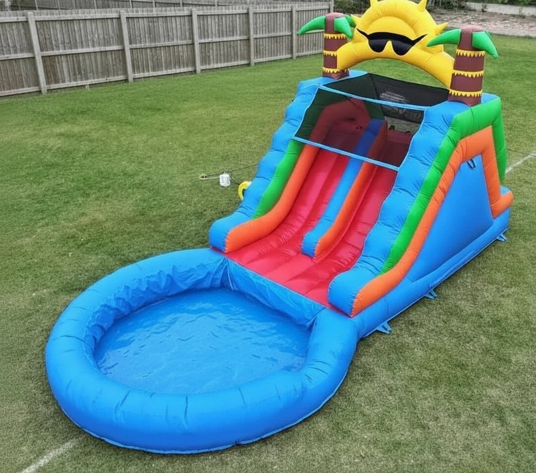 Inflatable Sun Double Slide With Pool - Wet/Dry