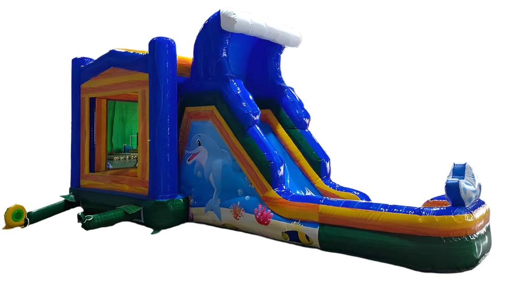 Dolphin Bounce House With Slide - Wet or Dry - Image 3