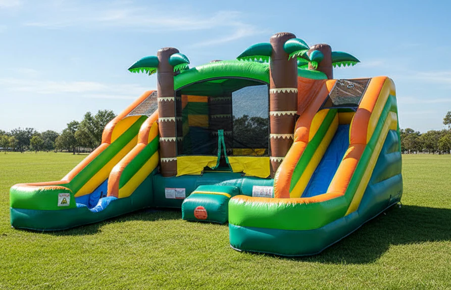 Double Slide Tropical Bounce House Combo - Wet or Dry