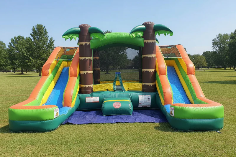 Double Slide Tropical Bounce House Combo - Wet or Dry - Image 2