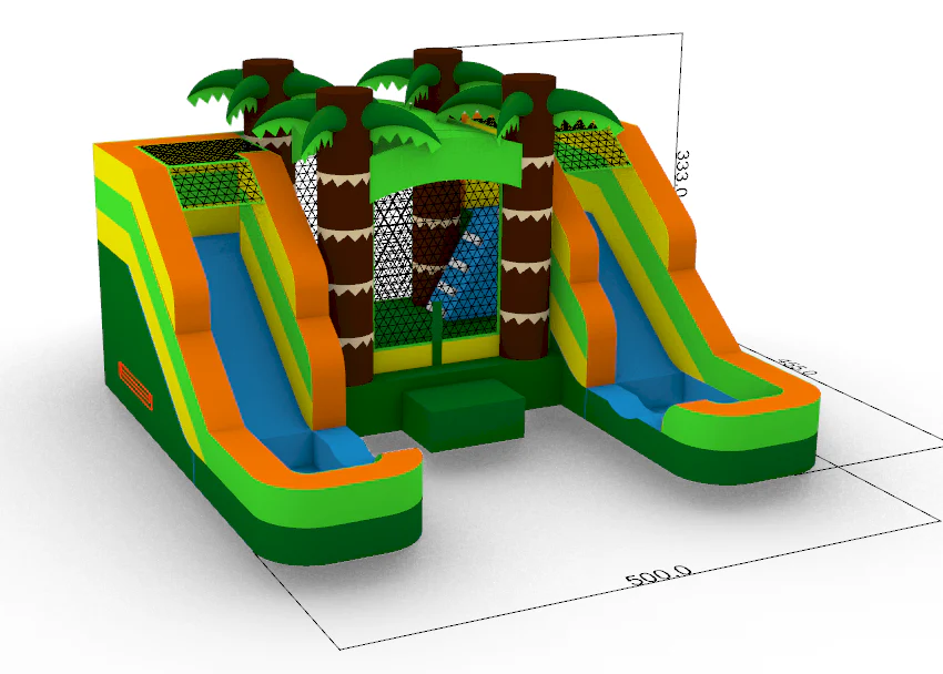 Double Slide Tropical Bounce House Combo - Wet or Dry - Image 3