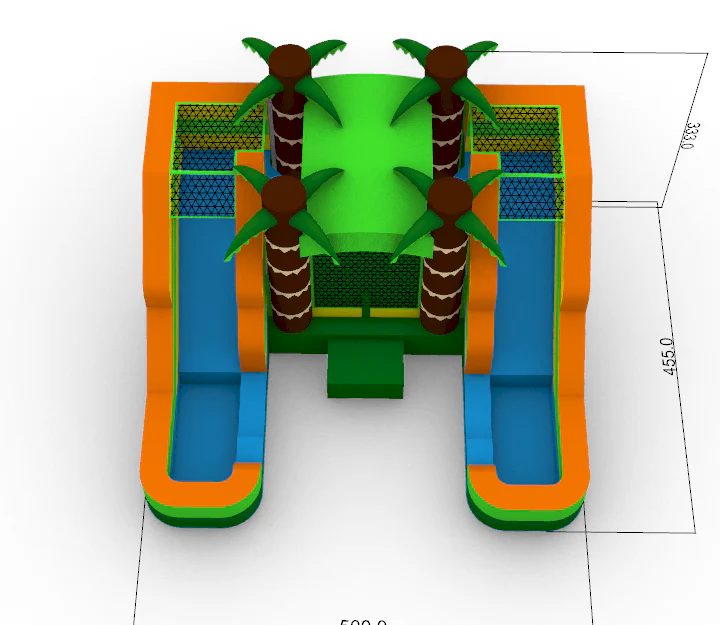 Double Slide Tropical Bounce House Combo - Wet or Dry - Image 5