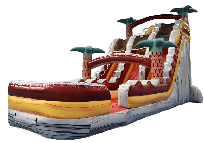 Large Double Slide Tropical Inflatable Water Slide With Pool - Image 2