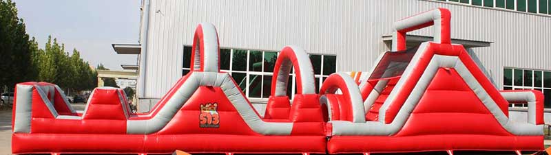 Fire Engine Red Inflatable Obstacle Course - Image 3