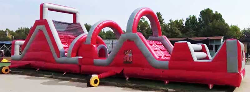 Fire Engine Red Inflatable Obstacle Course - Image 4