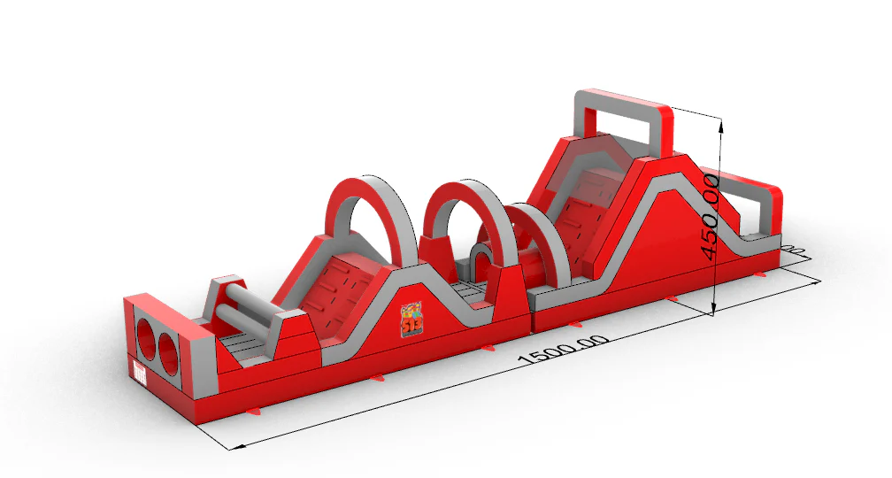 Fire Engine Red Inflatable Obstacle Course - Image 6