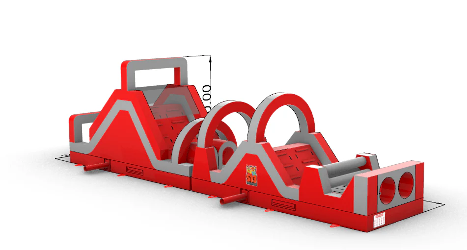 Fire Engine Red Inflatable Obstacle Course - Image 8