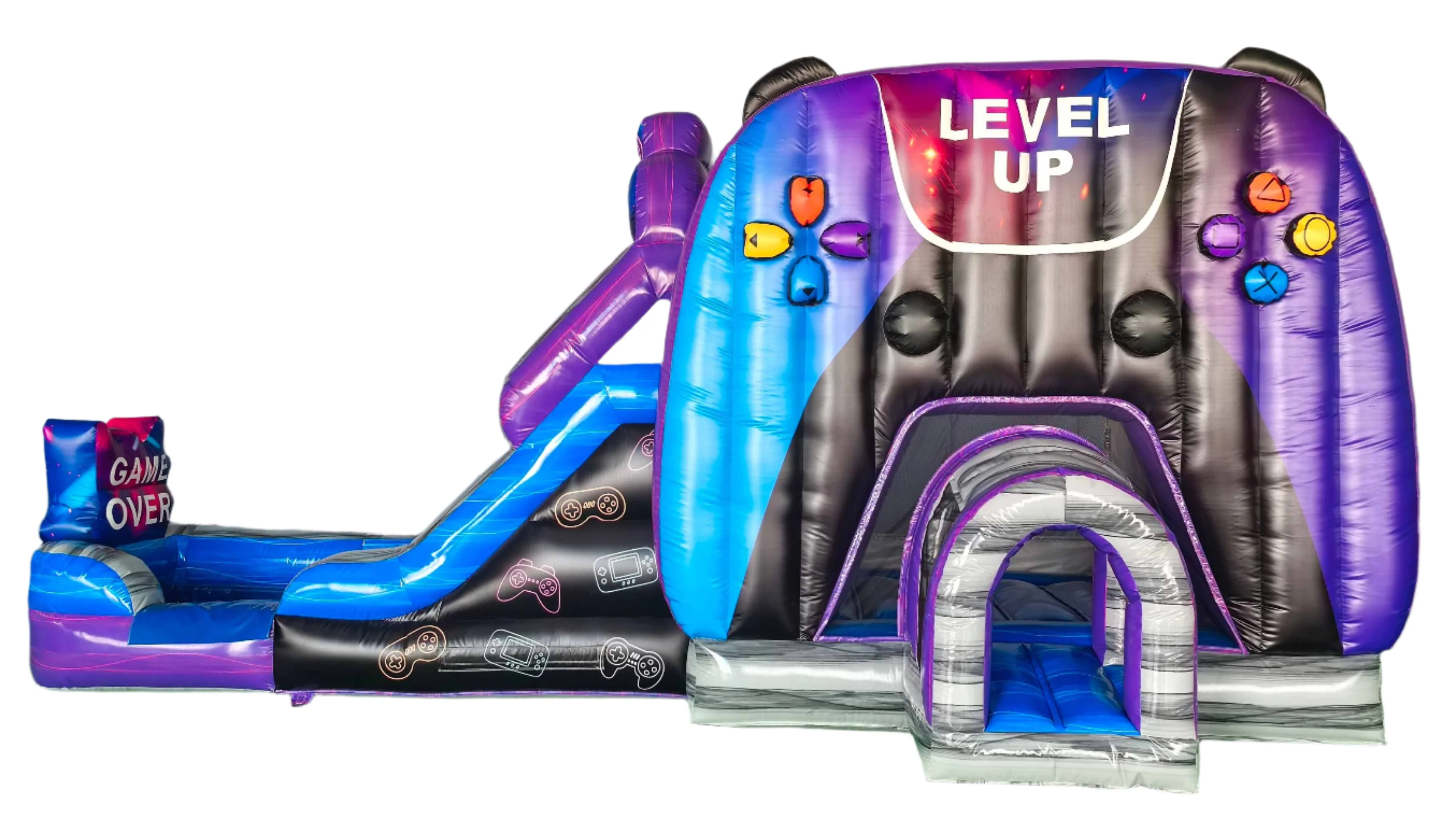 Level Up Gamer Bounce House With Slide