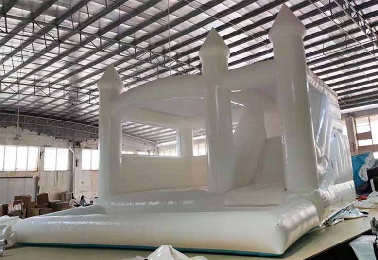 White Wedding Bounce House With Slide & Ball Pit - Image 3